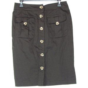 SALE!  Buttons Cargo Brown Pencil Knee Skirt